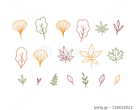 Hand drawn doodle autumn leaves Hand drawn doodle autumn leaves 130010823