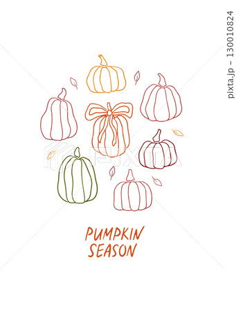 Hand drawn autumn pumpkins illustration 130010824