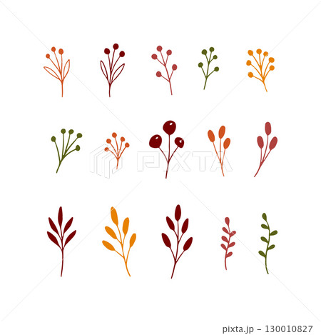 Hand drawn botanical autumn clipart set 130010827