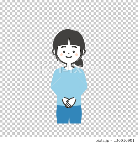 手を前で組む女の子イラスト 130010901