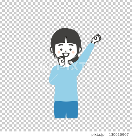 一個微笑女孩揮拳的插圖 130010907