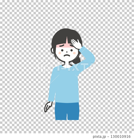 一個女孩摀著額頭的插圖 130010916