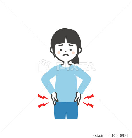 腰を押さえる女の子イラスト 130010921