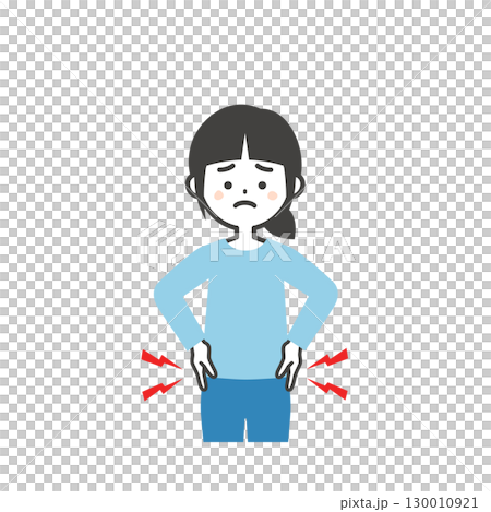 腰を押さえる女の子イラスト 130010921