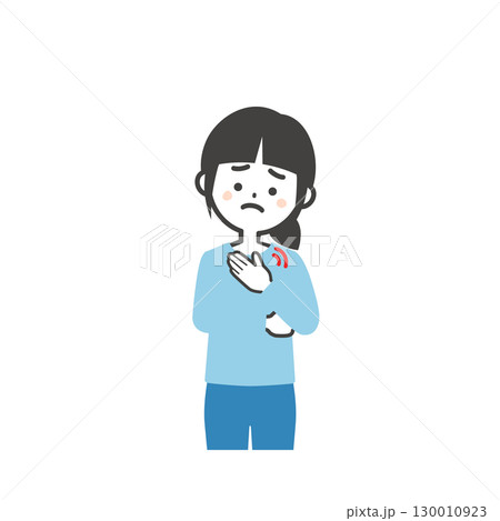 胸元を押さえる女の子イラスト 130010923