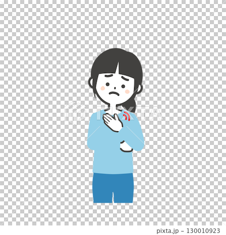 胸元を押さえる女の子イラスト 130010923