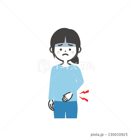 お腹を押さえる女の子イラスト お腹を押さえる女の子イラスト 130010925