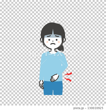 お腹を押さえる女の子イラスト お腹を押さえる女の子イラスト 130010925