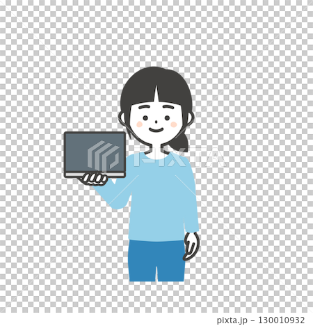 帶筆記型電腦的女孩插圖 帶筆記型電腦的女孩插圖 130010932