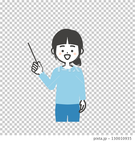指示棒で指す笑顔の女の子イラスト 130010935