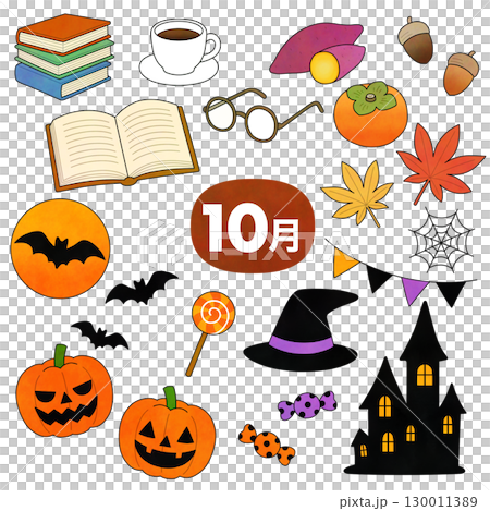 A set of line drawings based on seasonal events in October A set of line drawings based on seasonal events in October 130011389