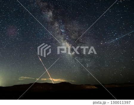 Night Missile Interception Over Israel with Milky Way 130011397