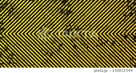 Warning sign with yellow and black diagonal lines. Attention, danger or caution symbol. Construction site signage, road safety notice, hazard banner, security alert shield. Vector illustration Warning sign with yellow and black diagonal lines. Attention, danger or caution symbol. Construction site signage, road safety notice, hazard banner, security alert shield. Vector illustration 130011544