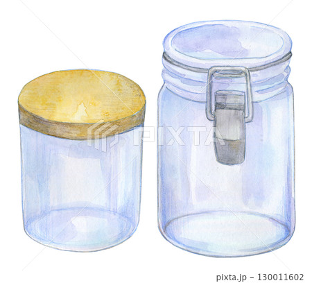 水彩イラスト ガラスのキャニスター 水彩イラスト ガラスのキャニスター 130011602