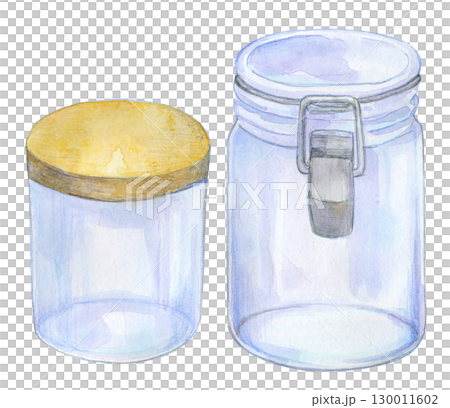水彩イラスト ガラスのキャニスター 水彩イラスト ガラスのキャニスター 130011602