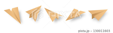 Realistic handmade paper planes collection on transparent background. Origami aircraft in flat style. Vector illustration. Realistic handmade paper planes collection on transparent background. Origami aircraft in flat style. Vector illustration. 130011603