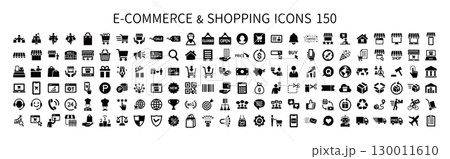 e-コマースやショッピングに関連したアイコンセット,消費者ピクトグラム,B2Cのビジネスアイコン 130011610