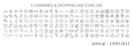 e-コマースやショッピングの編集可能なラインアイコン,B2C関係のビジネスアイコン 130011611