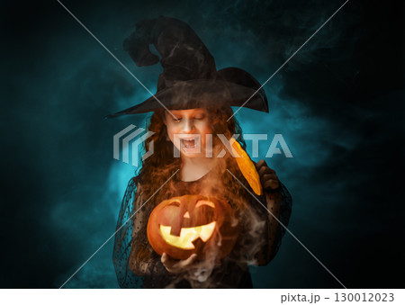 girl with Halloween pumpkin girl with Halloween pumpkin 130012023