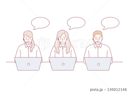 Call center workers during work concept. 130012148