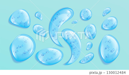 Blue gel droplets with translucent bubbles texture 130012484