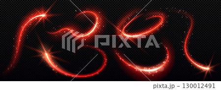 Glowing red sparkle magic trails 130012491