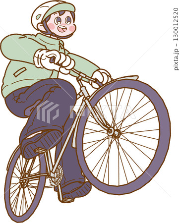 自転車に乗る笑顔の男性のイラスト 130012520