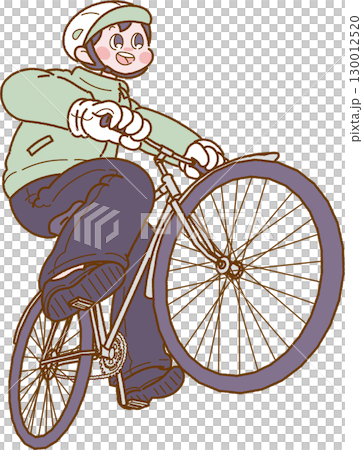 自転車に乗る笑顔の男性のイラスト 130012520