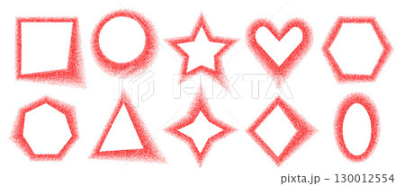 Chili pepper geometric shapes stencil frames set. Grainy textured sweet paprika borders in circle, rhombus, star forms. Masala red powder text boxes on white background. Vector graffiti illustration Chili pepper geometric shapes stencil frames set. Grainy textured sweet paprika borders in circle, rhombus, star forms. Masala red powder text boxes on white background. Vector graffiti illustration 130012554
