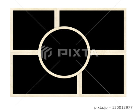 Template collage with five retro frame photos. Moodboard pictures album grid for scrapbooking. Vintage style mood board layout. Isolated on white background. Copy space for your text and photo Template collage with five retro frame photos. Moodboard pictures album grid for scrapbooking. Vintage style mood board layout. Isolated on white background. Copy space for your text and photo 130012977