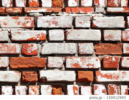 Seamless pattern with texture of old brick wall. Repeatable vintage wash brick wall pattern. Endless texture can be used for tiling pattern fills, web page background 130012993
