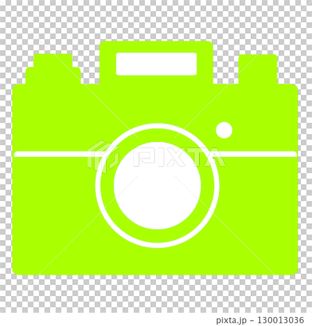A refreshing illustration of a white camera painted in yellow-green (transparent PNG) 130013036