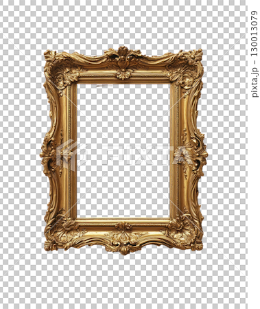 Ornate gold picture frame with intricate detailing on a plain background Ornate gold picture frame with intricate detailing on a plain background 130013079