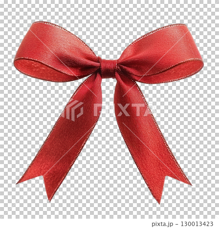 Elegant red satin ribbon bow isolated on a white background for gift wrapping and decoration Elegant red satin ribbon bow isolated on a white background for gift wrapping and decoration 130013423