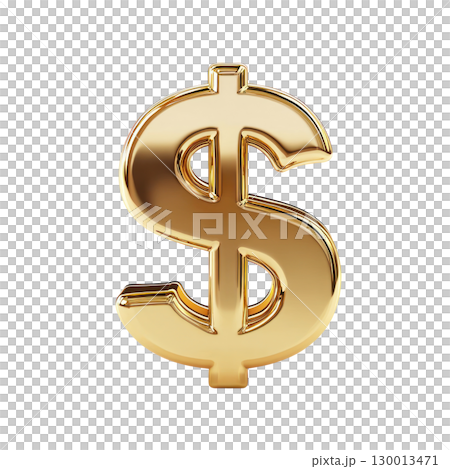 Golden dollar sign symbol representing wealth and financial success in a bright and isolated setting 130013471