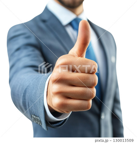 Business professional giving a thumbs up to express approval and confidence in a project 130013509