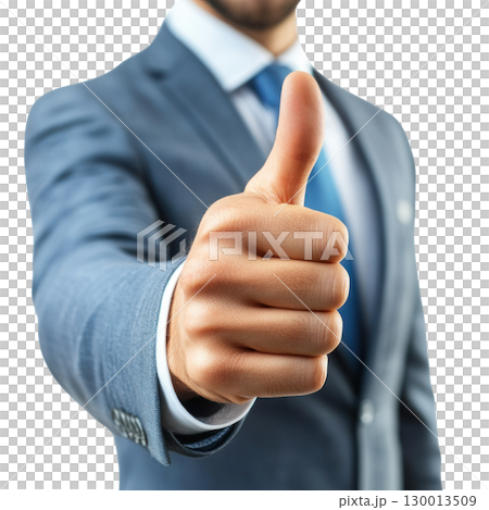 Business professional giving a thumbs up to express approval and confidence in a project 130013509