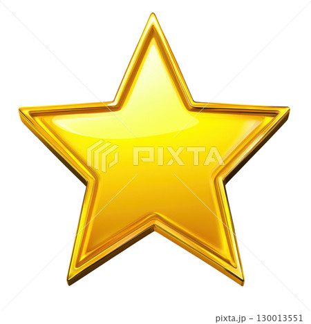 Bright gold star isolated on a white background shining with light reflections 130013551