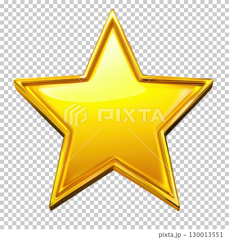 Bright gold star isolated on a white background shining with light reflections 130013551