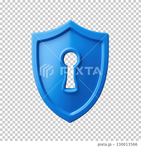 Bright blue shield with keyhole representing protection and security concepts for various uses 130013566