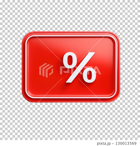 Bold red percentage symbol on an isolated background for promotional offers and discounts 130013569