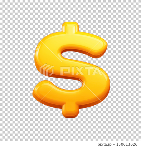 Vibrant dollar symbol isolated on white background representing wealth and finances 130013626