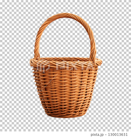 Woven basket with a sturdy handle ideal for carrying fruits and flowers during outdoor activities 130013631