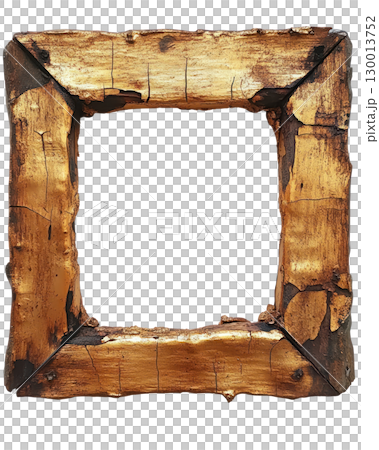 Decorative golden frame with rustic wooden edges for art display and decoration in various settings Decorative golden frame with rustic wooden edges for art display and decoration in various settings 130013752