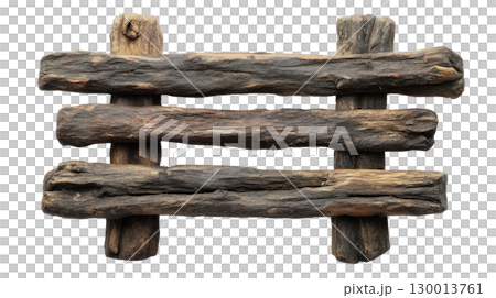 Rustic wooden fence panel isolated on white background ideal for various design projects and decorations Rustic wooden fence panel isolated on white background ideal for various design projects and decorations 130013761