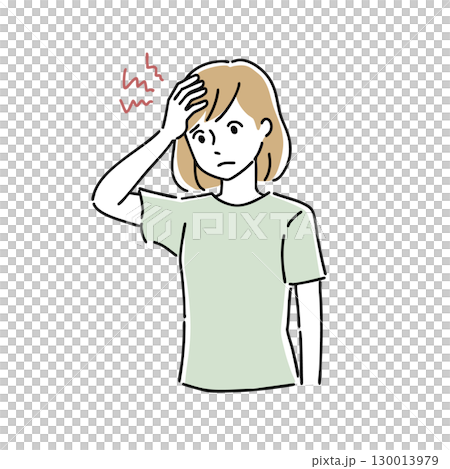 A woman suffering from a headache A woman suffering from a headache 130013979