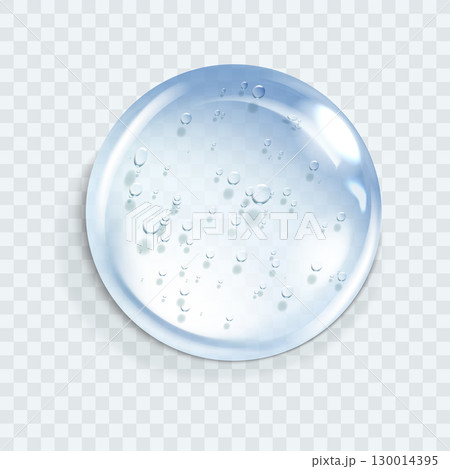 Hyaluronic acid bubble. Collagen clear drop. Cosmetic serum. Skincare product. Vector illustration 130014395