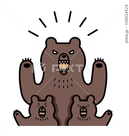 恐ろしいヒグマの親子のイラスト 恐ろしいヒグマの親子のイラスト 130014529