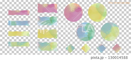 時尚可愛的水彩裝飾套裝:標題、緞帶、線條、背景 時尚可愛的水彩裝飾套裝:標題、緞帶、線條、背景 130014588