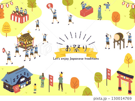 お祭りを楽しむ人達 130014769